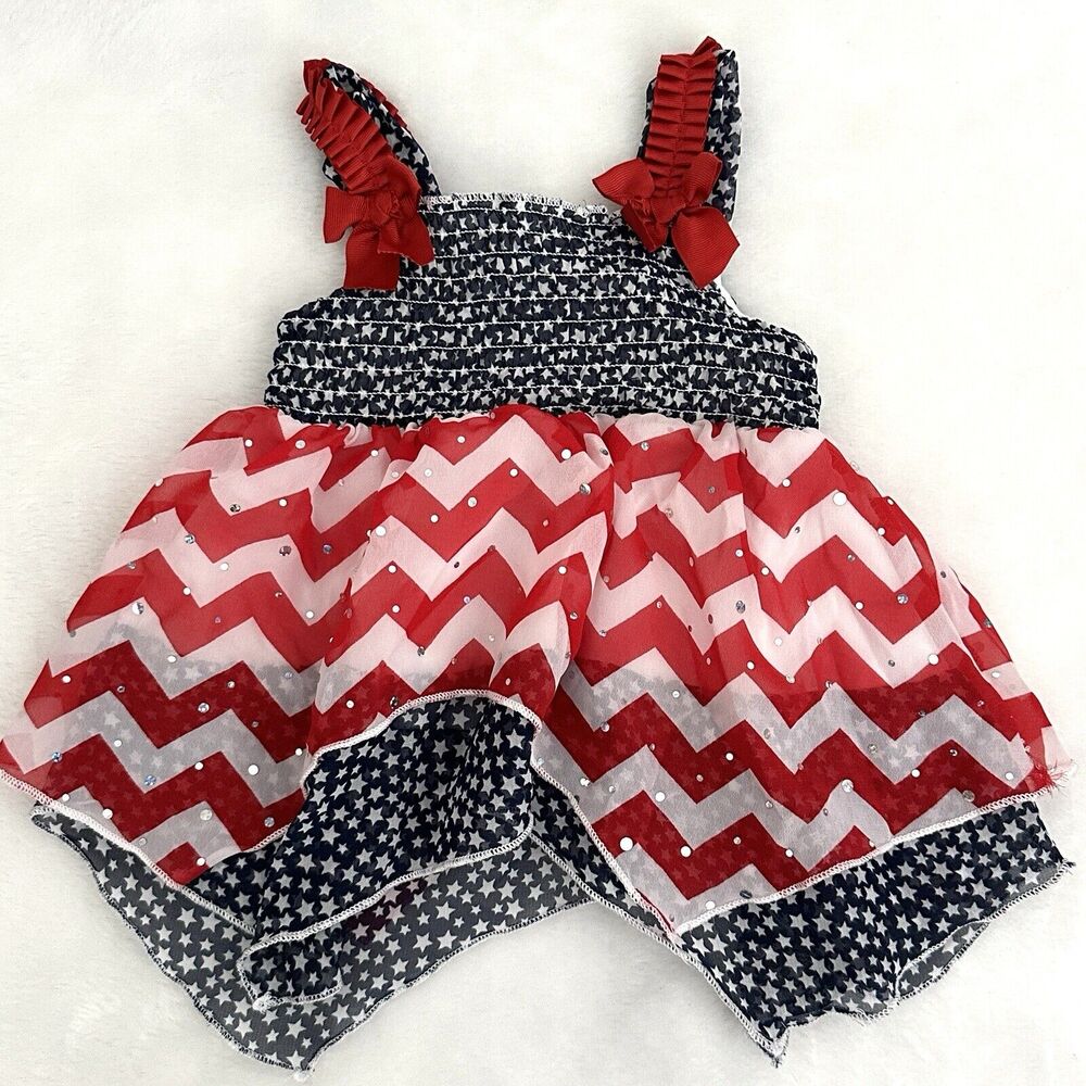 Little Lass‎ 18M Red White Blue Patriotic 4th of July Dress American Flag Stars